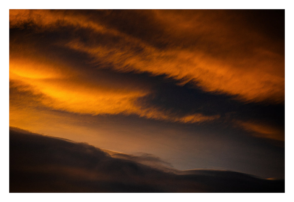 A saturated Alberta sky at dusk. Shown with the white signing border.